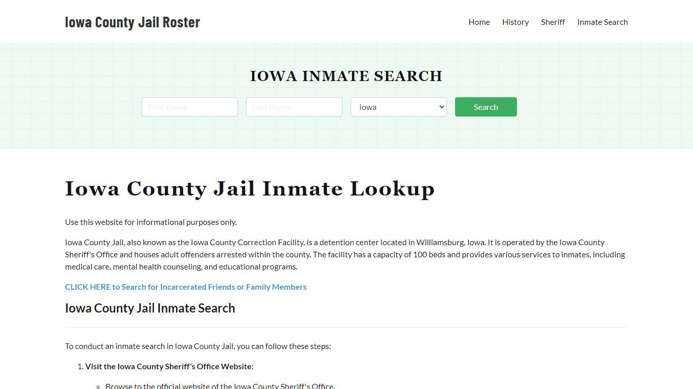 Iowa County Jail Roster Lookup, IA, Inmate Search